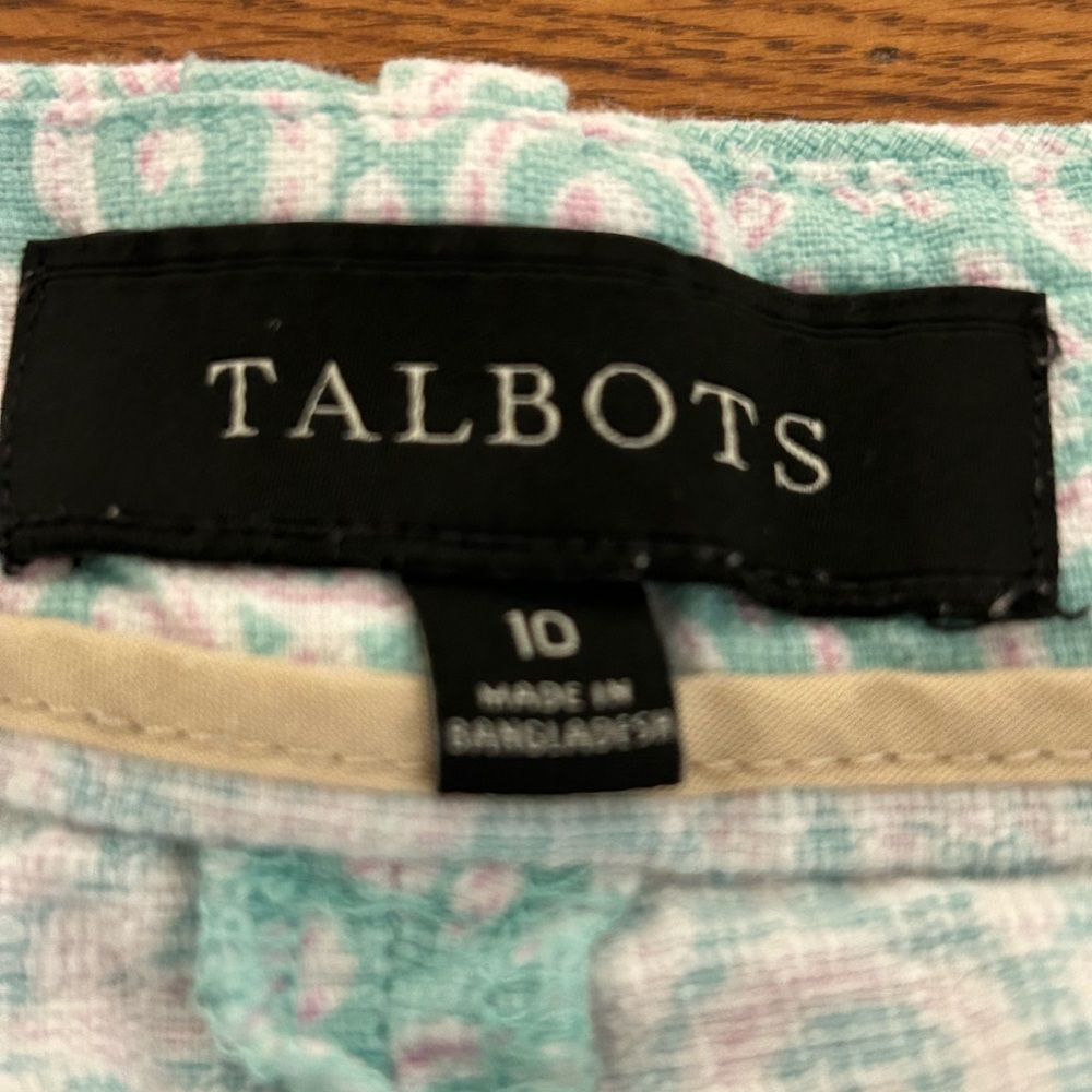 Talbots Bermuda Shorts Green Pink White Size 10 - Picture 6 of 12
